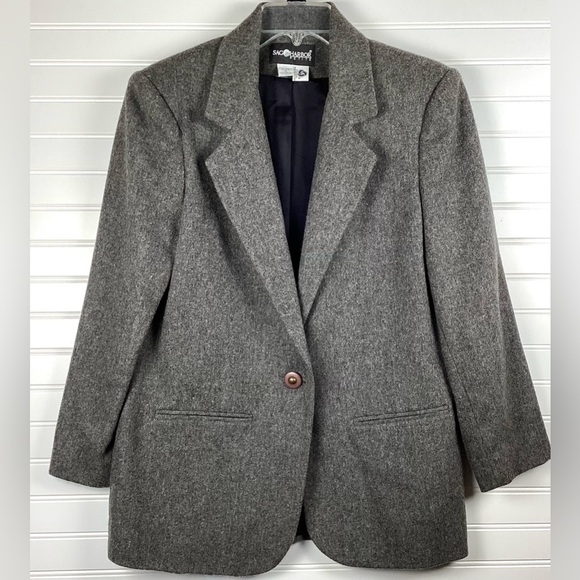 Sag Harbor Womens Wool Blazer Size 8 Gray Single Breasted Lined Preppy Academia - Picture 1 of 6